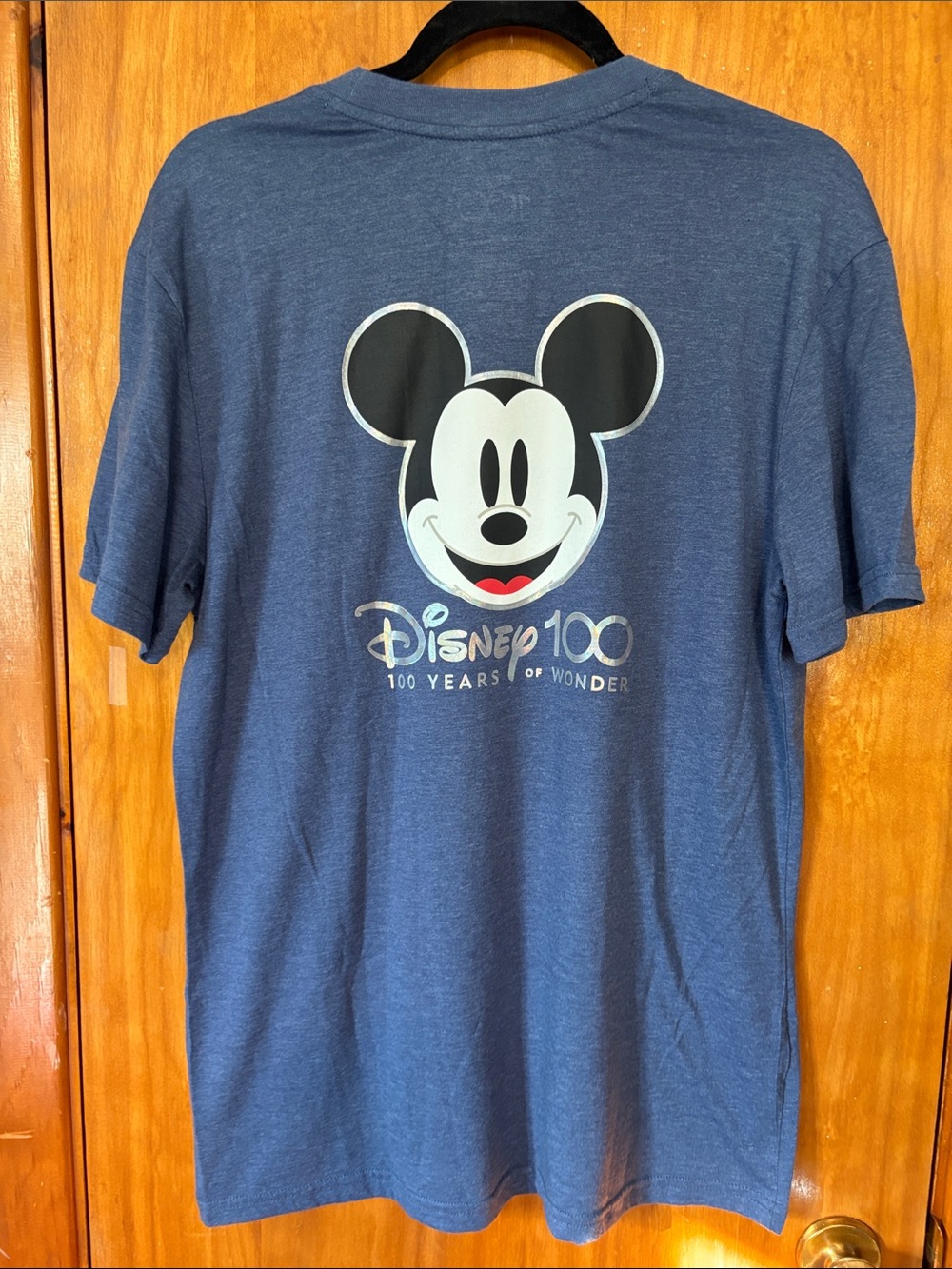 Disney Navy Blue Mickey 100 Anniversary Graphic Tee - Size M - Picture 3 of 8